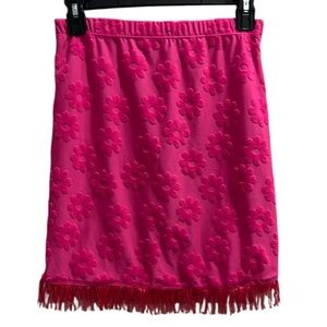 Girls XL Hot Pink Swimsuit Cover Up Skirt with Fringe